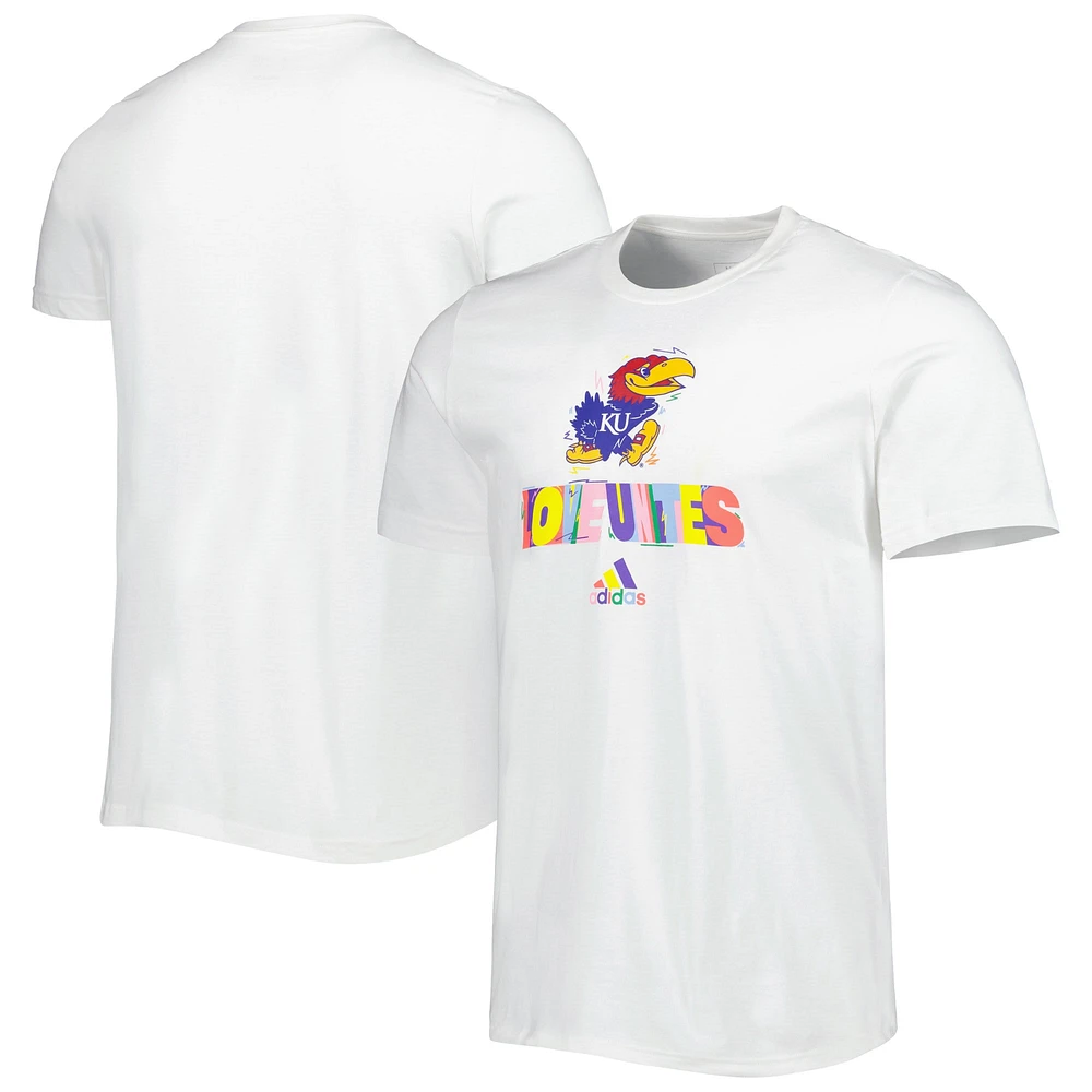 Men's adidas White Kansas Jayhawks Pride Fresh T-Shirt