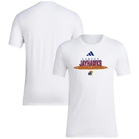 T-shirt adidas blanc Kansas Jayhawks Softball Pitcher's Circle pour hommes