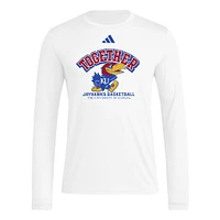 T-shirt à manches longues d'avant-match blanc adidas Kansas Jayhawks Together On-Court pour homme