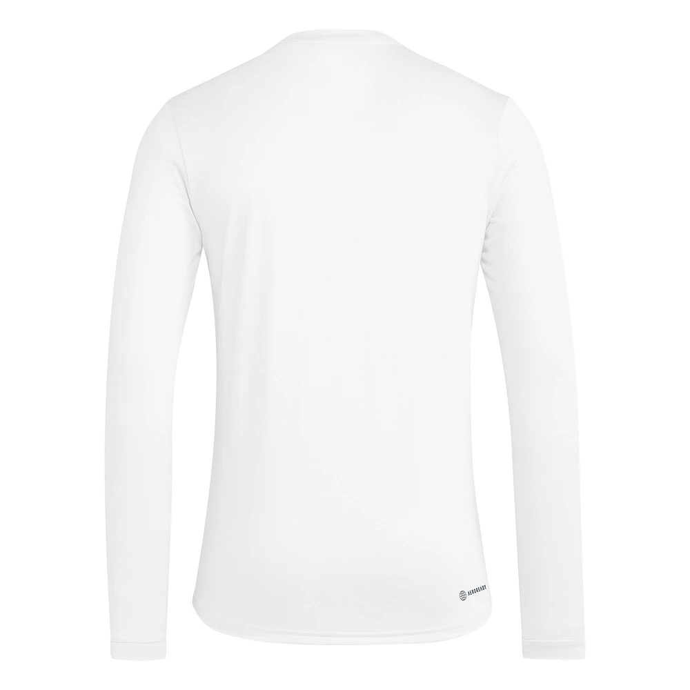 T-shirt à manches longues d'avant-match blanc adidas Kansas Jayhawks Together On-Court pour homme