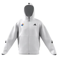 Men's adidas White Kansas Jayhawks Z.N.E. Full-Zip Hoodie