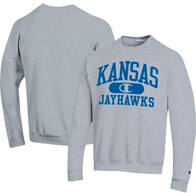 Sweat-shirt Arch Pill des Jayhawks du Kansas Champion gris chiné pour homme