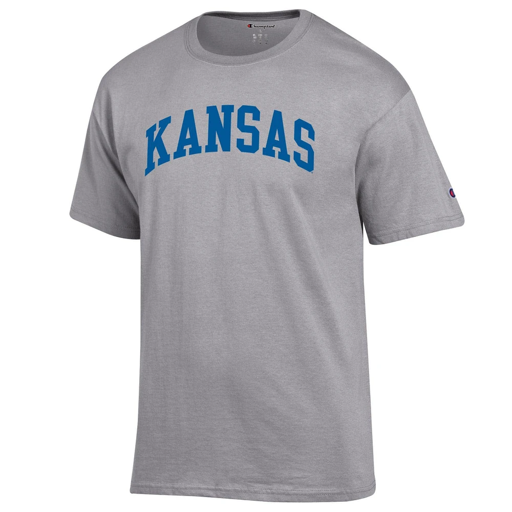 Men's Champion  Heather Gray Kansas Jayhawks Basic Arch T-Shirt