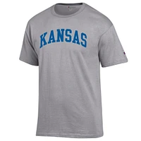 Men's Champion  Heather Gray Kansas Jayhawks Basic Arch T-Shirt