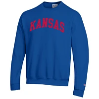 Men's Champion  Royal Kansas Jayhawks Basic Arch Fleece Pullover Sweatshirt