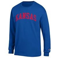 Men's Champion  Royal Kansas Jayhawks Basic Arch Long Sleeve T-Shirt