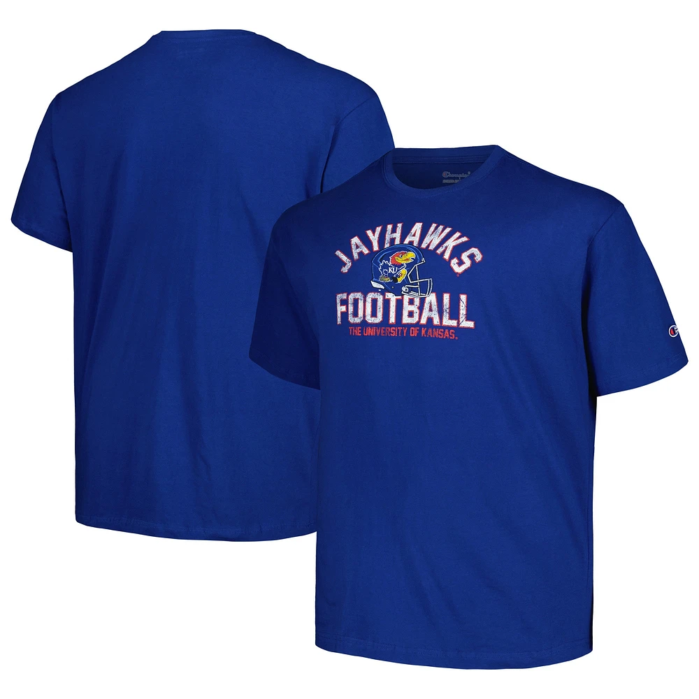 T-shirt pour casque de football Champion Royal Kansas Jayhawks Big & Tall hommes