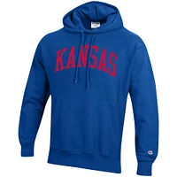 Men's Champion Royal Kansas Jayhawks Team Arch Reverse Weave Pullover Hoodie