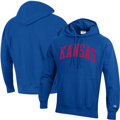 Men's Champion Royal Kansas Jayhawks Team Arch Reverse Weave Pullover Hoodie