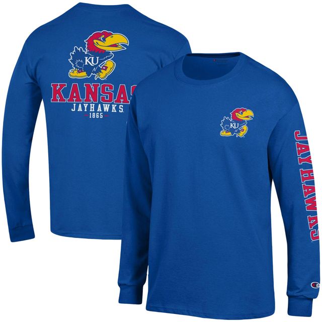 T-shirt à manches longues Champion Royal Kansas Jayhawks Team Stack pour homme