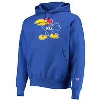 Sweat à capuche tissage inversé Champion Royal Kansas Jayhawks Vault pour homme