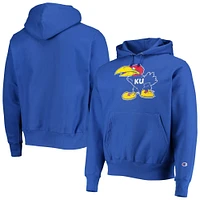 Men's Champion Royal Kansas Jayhawks Vault Logo Reverse Weave Pullover Hoodie