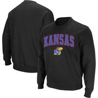 Men's Colosseum Black Kansas Jayhawks Arch & Logo Crew Neck Sweatshirt