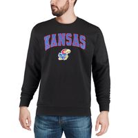 Men's Colosseum Black Kansas Jayhawks Arch & Logo Crew Neck Sweatshirt