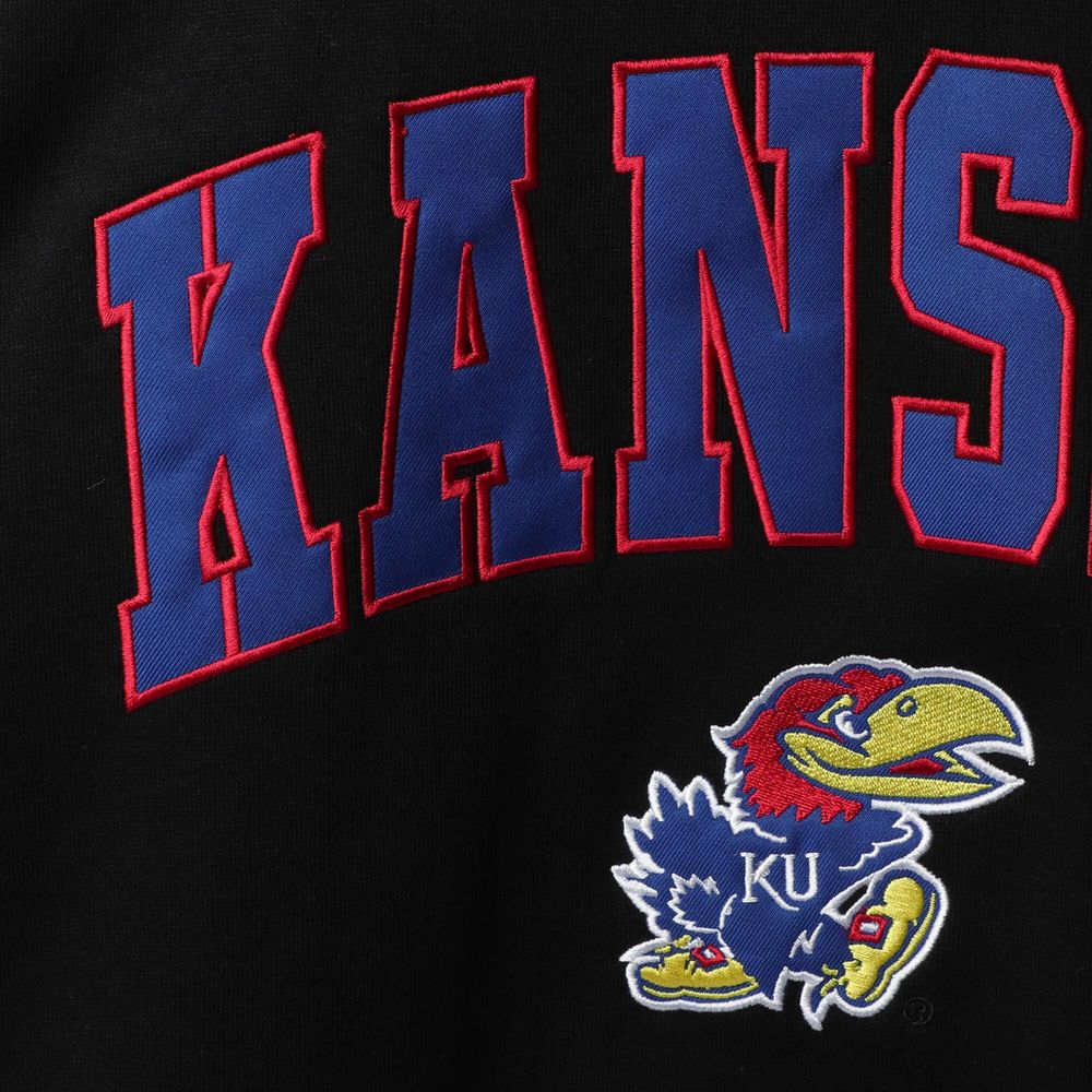 Men's Colosseum Black Kansas Jayhawks Arch & Logo Crew Neck Sweatshirt