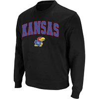 Men's Colosseum Black Kansas Jayhawks Arch & Logo Crew Neck Sweatshirt