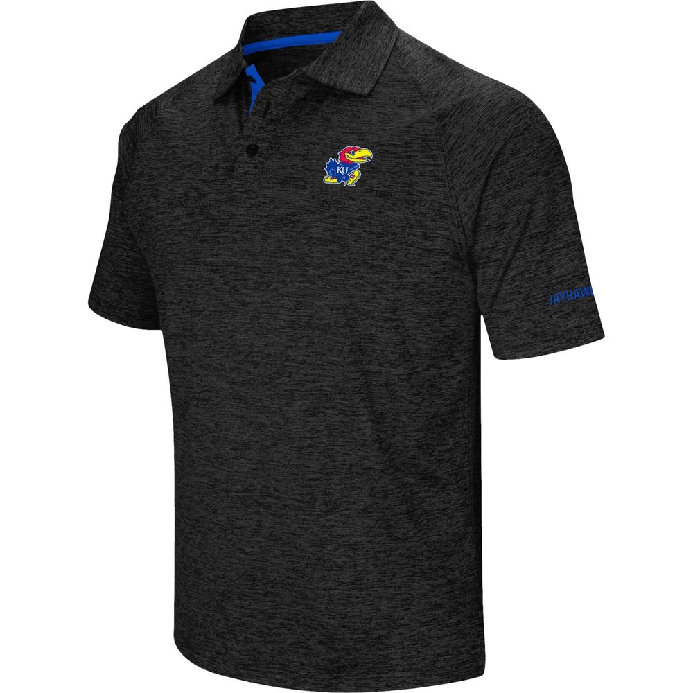 Men's Colosseum Black Kansas Jayhawks Down Swing Polo