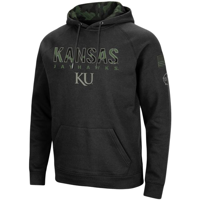 Colosseum Black Kansas Jayhawks OHT Military Appreciation Camo Sweat à capuche pour homme