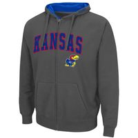 Men's Colosseum Charcoal Kansas Jayhawks Arch & Logo 3.0 Full-Zip Hoodie