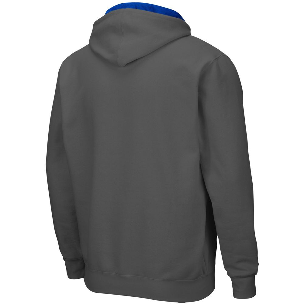 Men's Colosseum Charcoal Kansas Jayhawks Arch & Logo 3.0 Full-Zip Hoodie