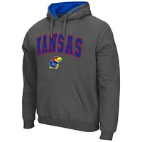 Men's Colosseum Charcoal Kansas Jayhawks Arch & Logo 3.0 Pullover Hoodie