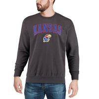 Men's Colosseum Charcoal Kansas Jayhawks Arch & Logo Crew Neck Sweatshirt