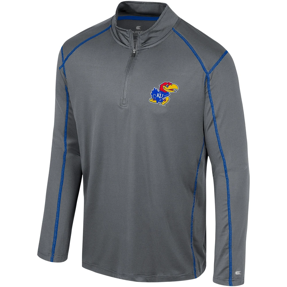 Men's Colosseum Charcoal Kansas Jayhawks Cameron Quarter-Zip Windshirt