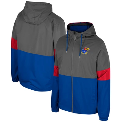 Veste entièrement zippée Colosseum Charcoal Kansas Jayhawks Miles pour hommes