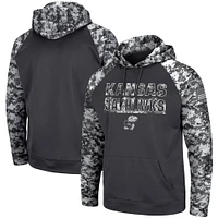 Colosseum Charcoal Kansas Jayhawks OHT Military Appreciation Digital Camo Sweat à capuche pour homme