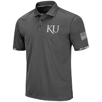 Polo d'appréciation militaire Colosseum Charcoal Kansas Jayhawks Rival OHT pour homme