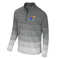 Men's Colosseum  Gray Kansas Jayhawks AI Striped Mesh Quarter-Zip Raglan Windshirt