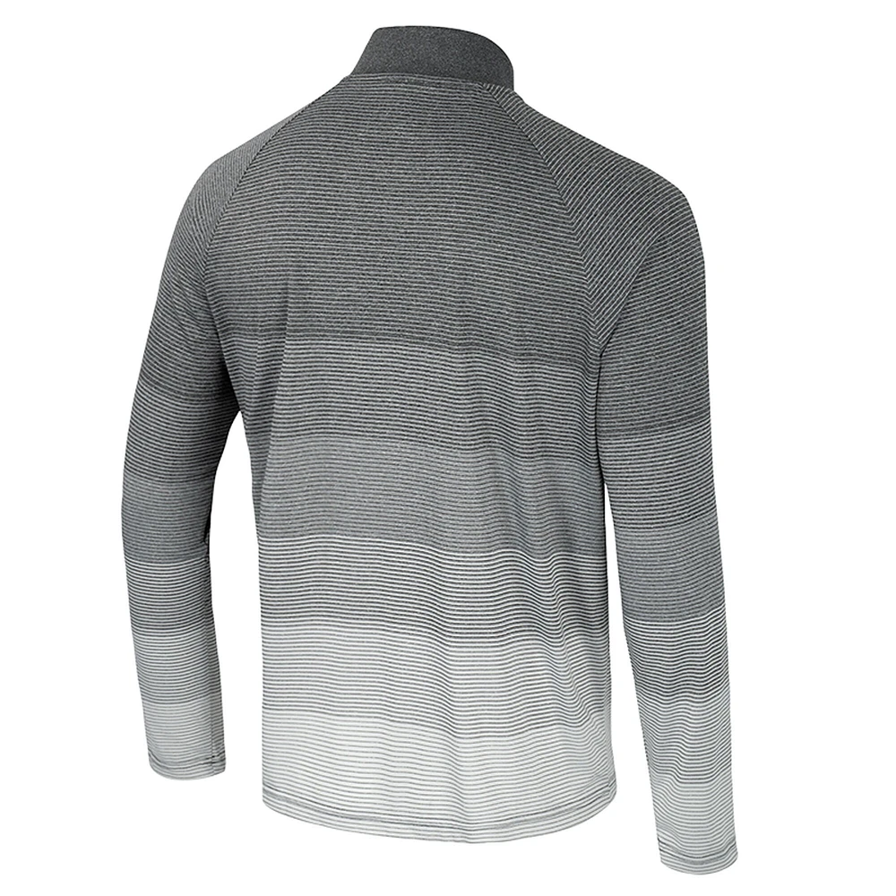 Men's Colosseum  Gray Kansas Jayhawks AI Striped Mesh Quarter-Zip Raglan Windshirt