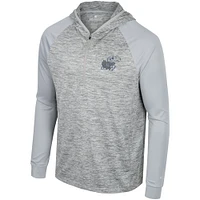 Men's Colosseum Gray Kansas Jayhawks Cybernetic Raglan Quarter-Zip Hooded Top