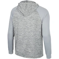 Men's Colosseum Gray Kansas Jayhawks Cybernetic Raglan Quarter-Zip Hooded Top