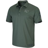 Men's Colosseum Green Kansas Jayhawks OHT Military Appreciation Echo Polo