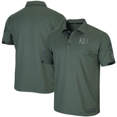 Men's Colosseum Green Kansas Jayhawks OHT Military Appreciation Echo Polo