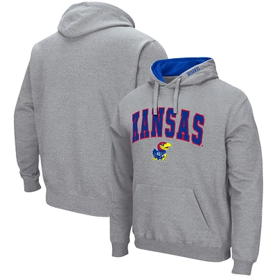 Chandail à capuchon Arch & Logo 3.0 des Kansas Jayhawks Colosseum gris chiné pour homme