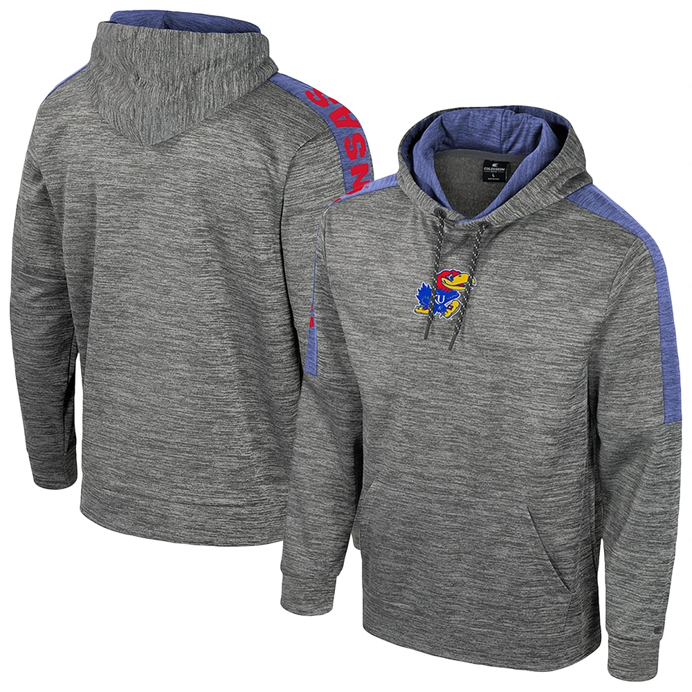 Men's Colosseum Heather Gray Kansas Jayhawks Dozer Pullover Hoodie