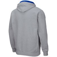 Men's Colosseum Heathered Gray Kansas Jayhawks Arch & Logo 3.0 Full-Zip Hoodie