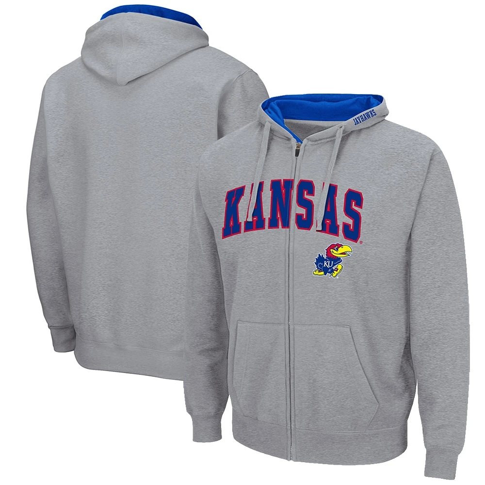 Sweat à capuche Colosseum gris chiné Kansas Jayhawks Arch & Logo 3.0 pour homme