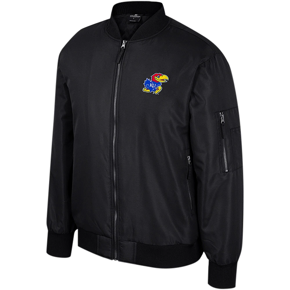 Blouson aviateur entièrement zippé Colosseum Navy Kansas Jayhawks pour hommes