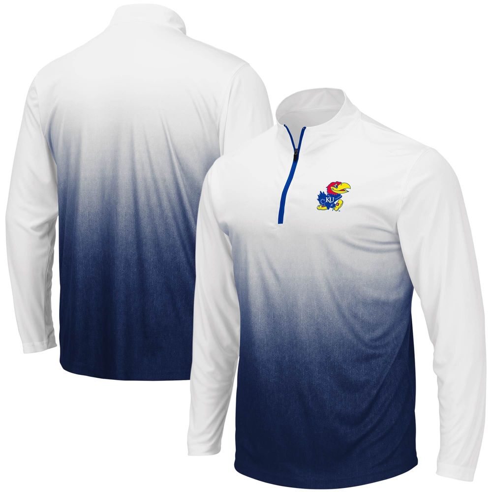 Men's Colosseum Navy Kansas Jayhawks Magic Team Logo Quarter-Zip Jacket