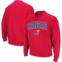 Men's Colosseum Kansas Jayhawks Arch & Logo Crew Neck Sweatshirt