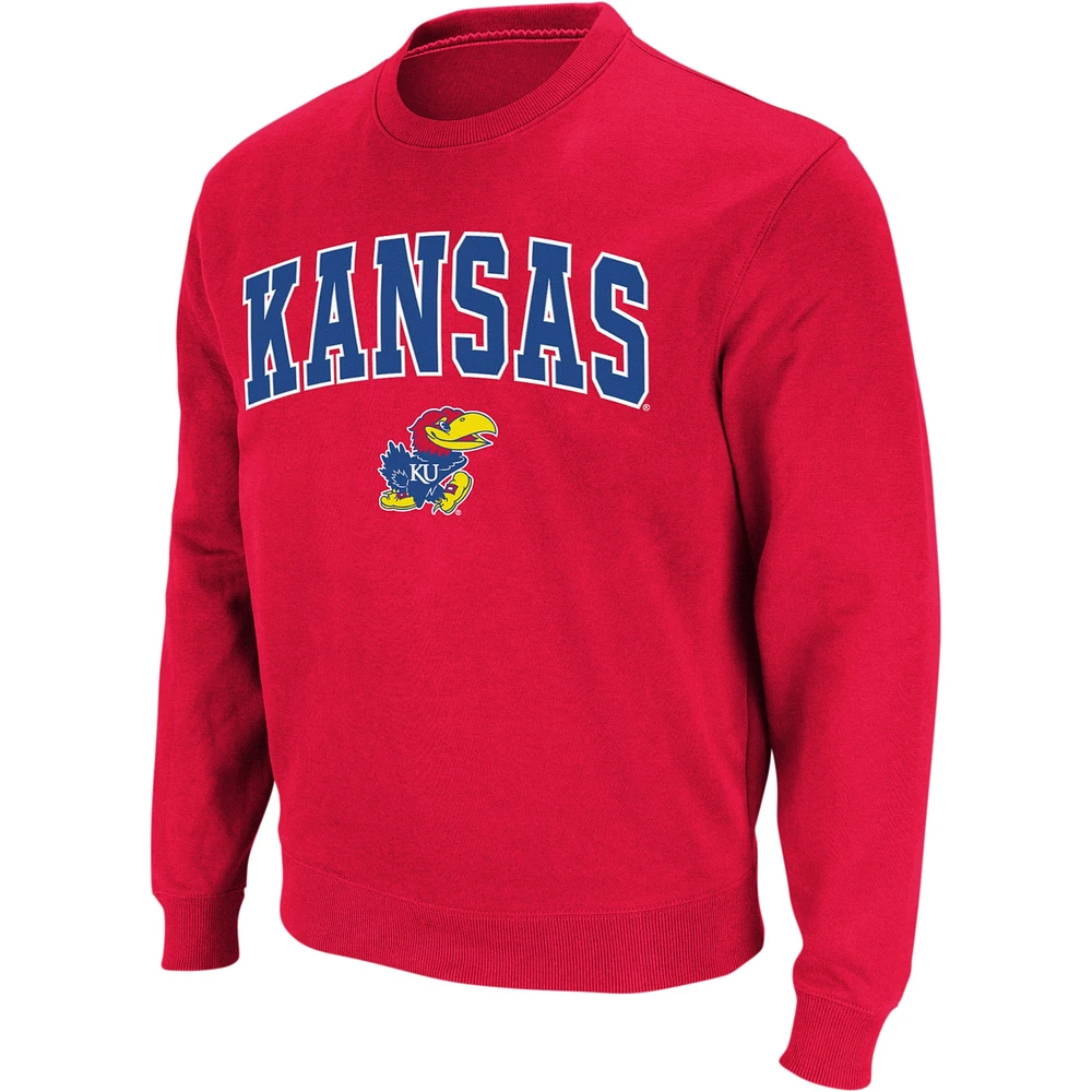 Men's Colosseum Kansas Jayhawks Arch & Logo Crew Neck Sweatshirt