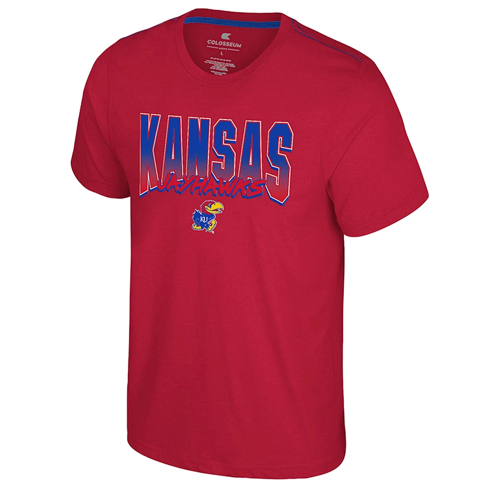 Men's Colosseum Red Kansas Jayhawks Dual Logo T-Shirt
