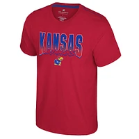 Men's Colosseum Red Kansas Jayhawks Dual Logo T-Shirt