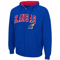 Sweat à capuche entièrement zippé Colosseum Royal Kansas Jayhawks Arch & Logo 3.0 pour homme