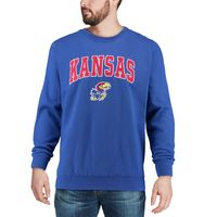 Men's Colosseum Royal Kansas Jayhawks Arch & Logo Crew Neck Sweatshirt