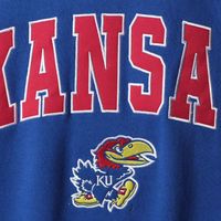 Men's Colosseum Royal Kansas Jayhawks Arch & Logo Crew Neck Sweatshirt