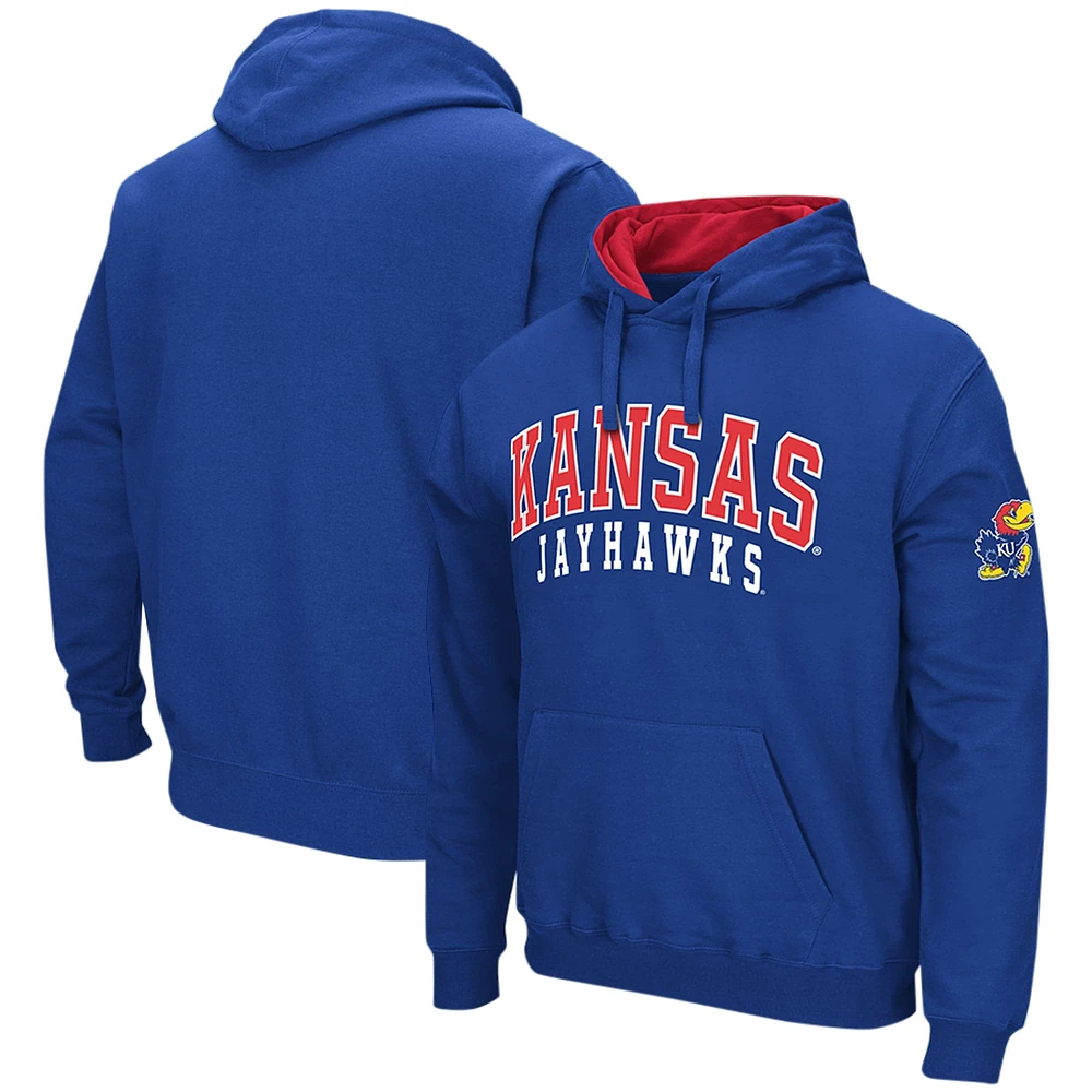 Men's Colosseum Royal Kansas Jayhawks Double Arch Pullover Hoodie